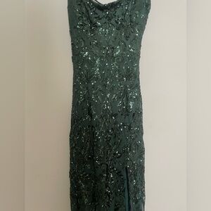 Green Sequin Dress with Lace-Up Back